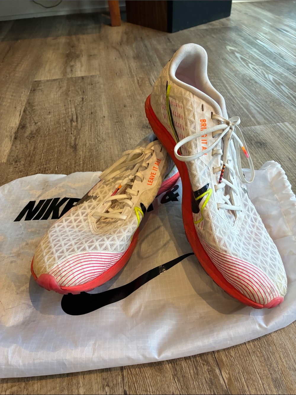 Nike Men’s White and Coral Performance Running Shoes Zoom Rival XC